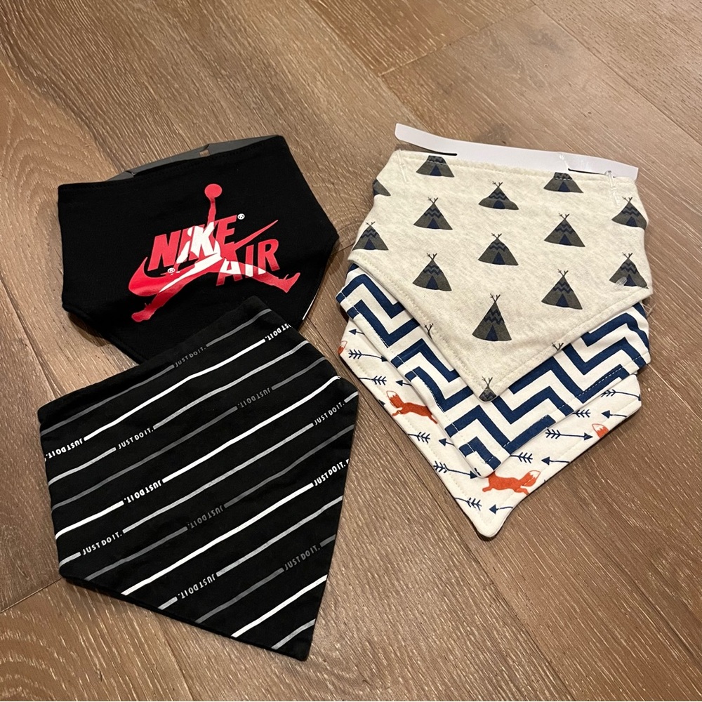 Baby Bandana Bib Set of 5 Black Red Gray White
